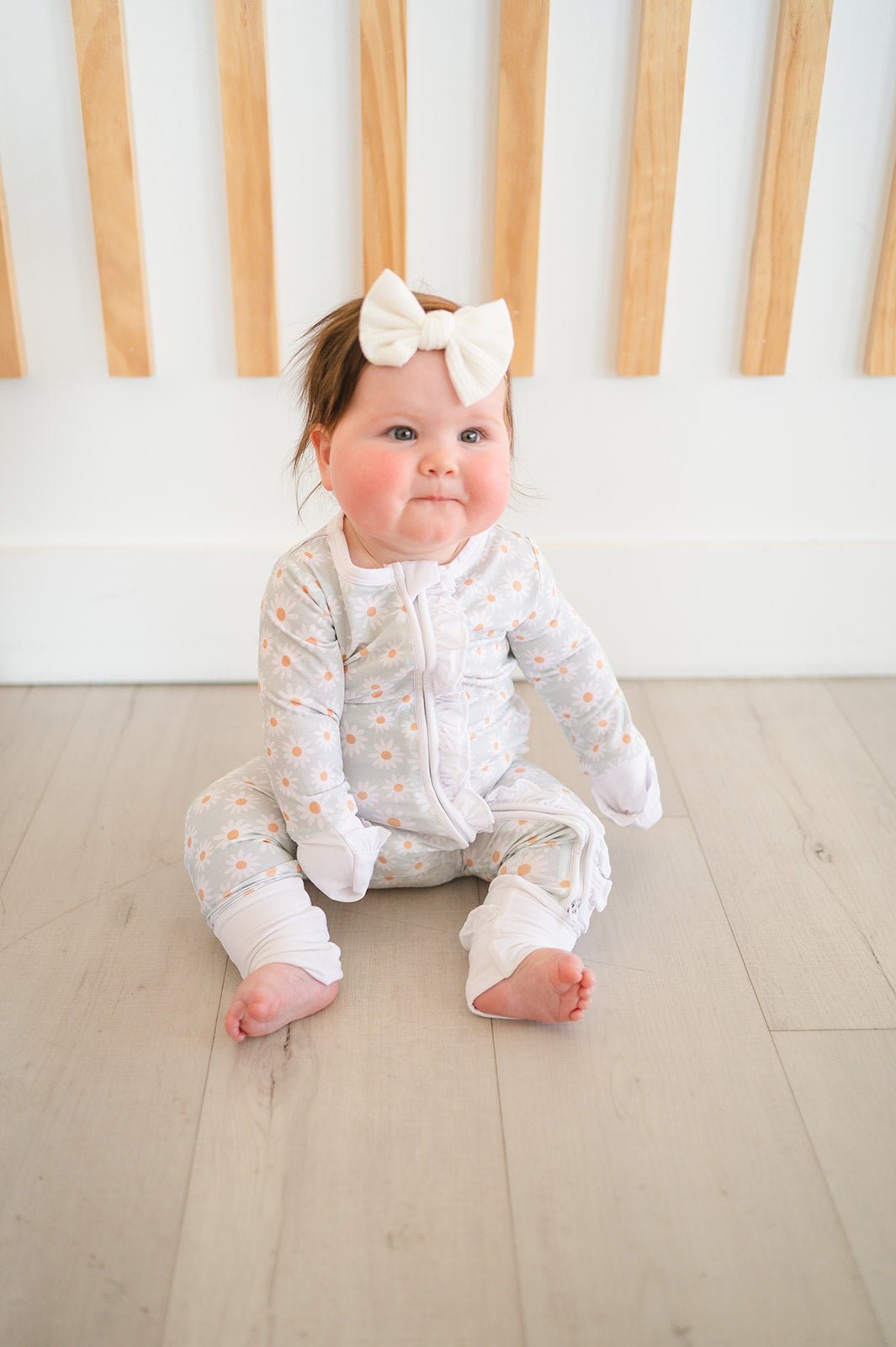 Ruffle Zipper One Piece - Mint Daisy - Harp Angel Boutique