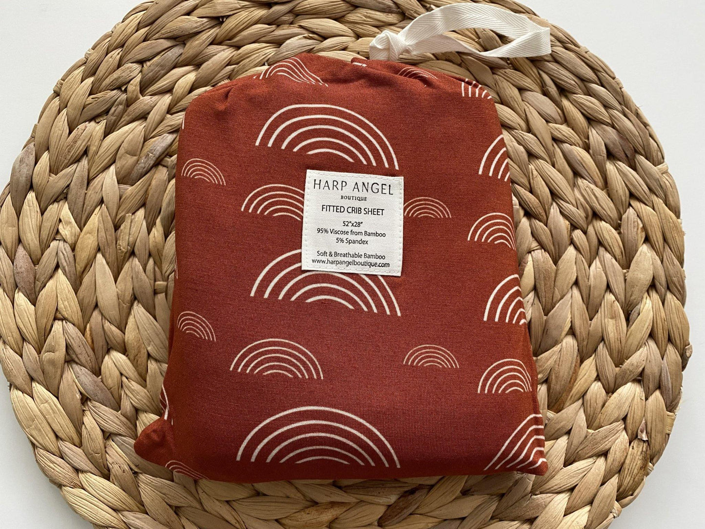 Rust Rainbow Bamboo Premium Knit Fitted Crib Sheet - Harp Angel Boutique