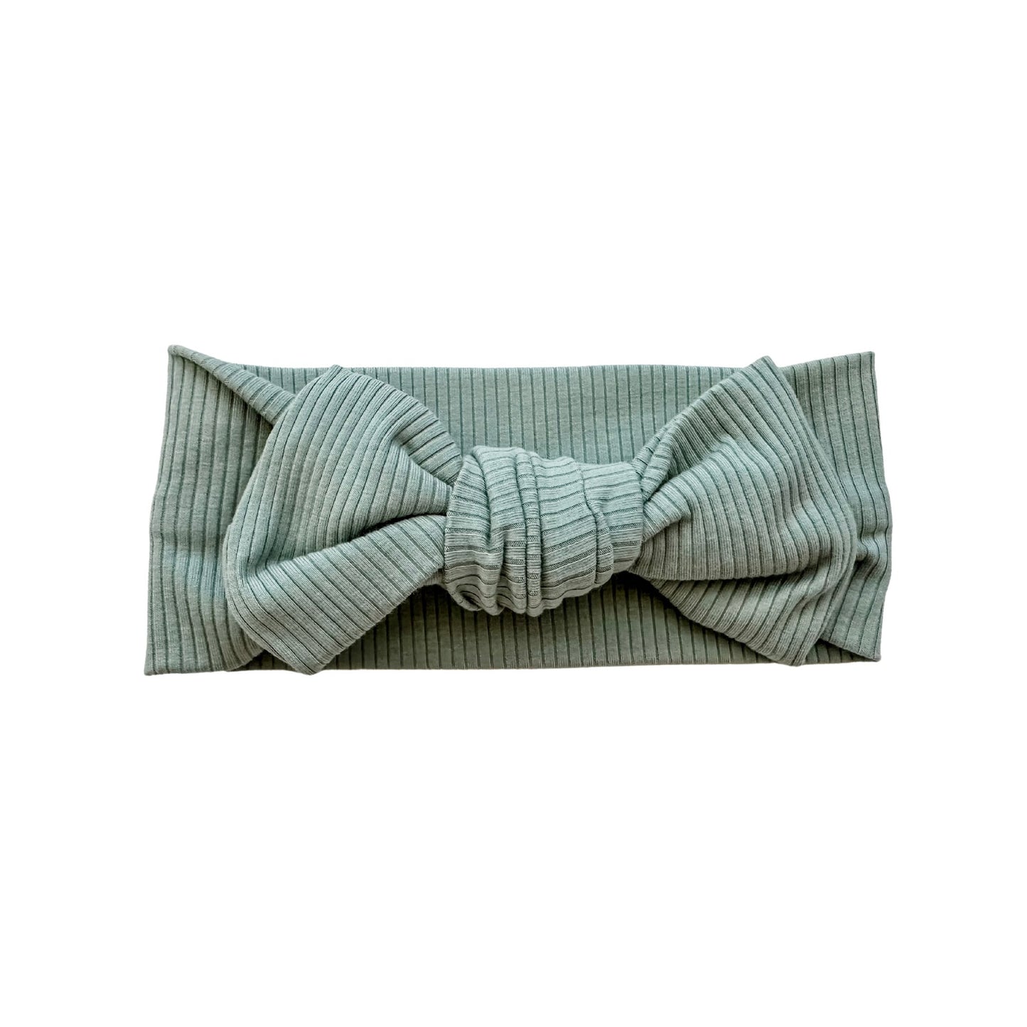 Sage Ribbed Baby Bow Headband - Harp Angel Boutique