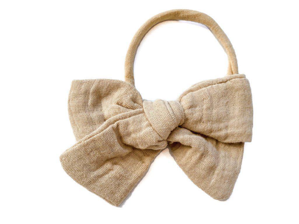 Tan Knot Bow Headband - Harp Angel Boutique