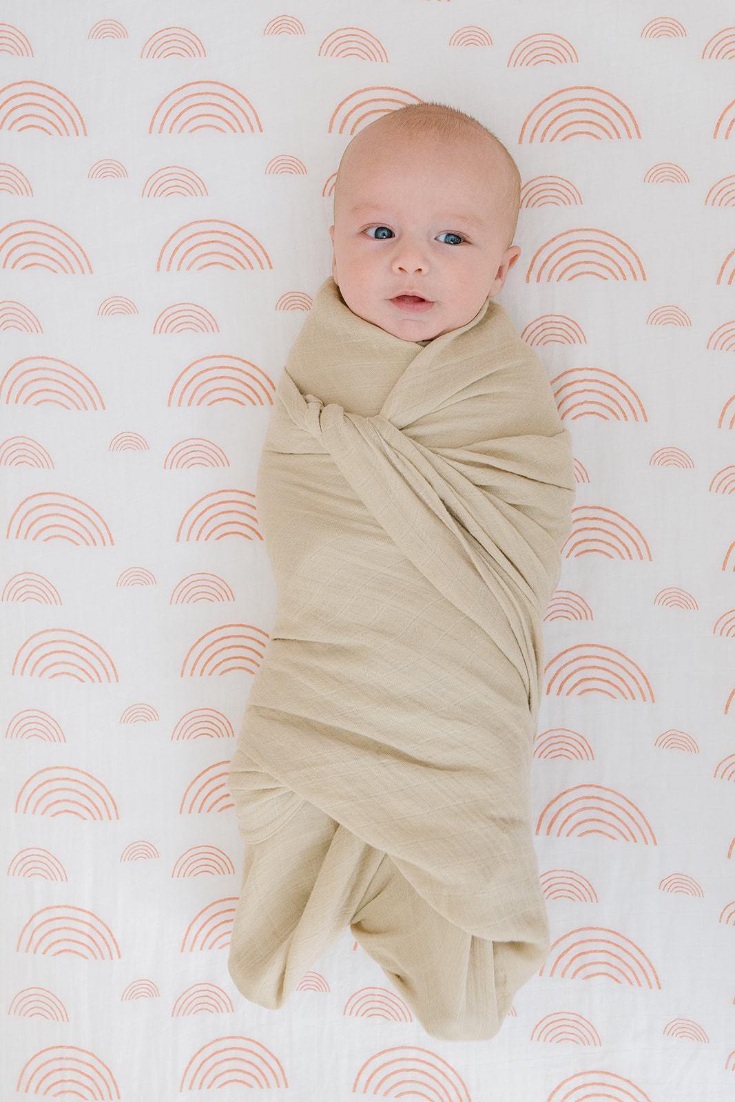 Tan Muslin Swaddle Blanket - Harp Angel Boutique