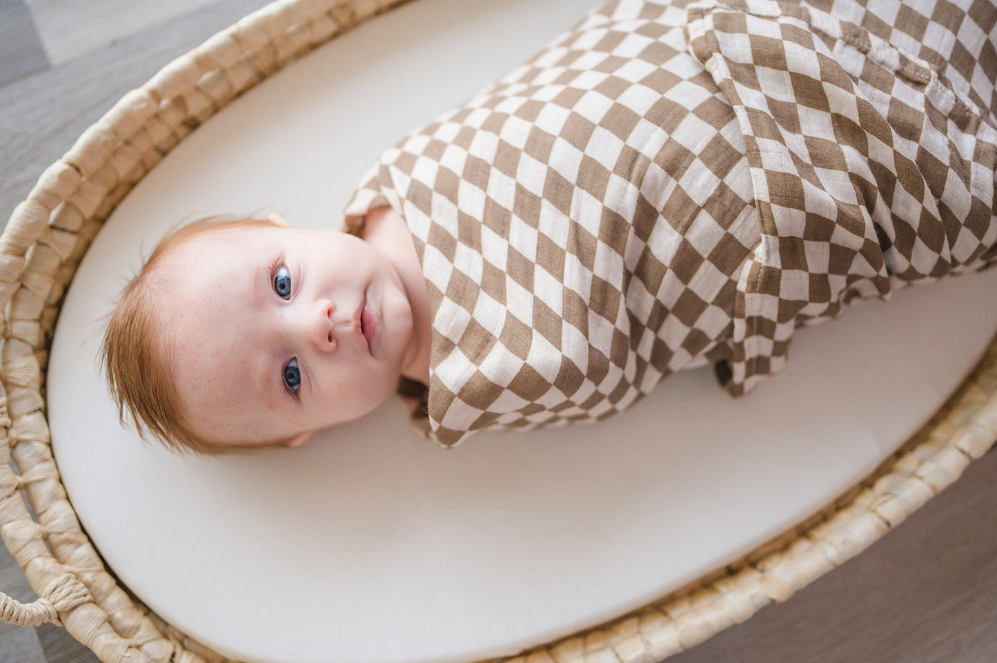 Toffee Checkered Muslin Swaddle Blanket - Harp Angel Boutique