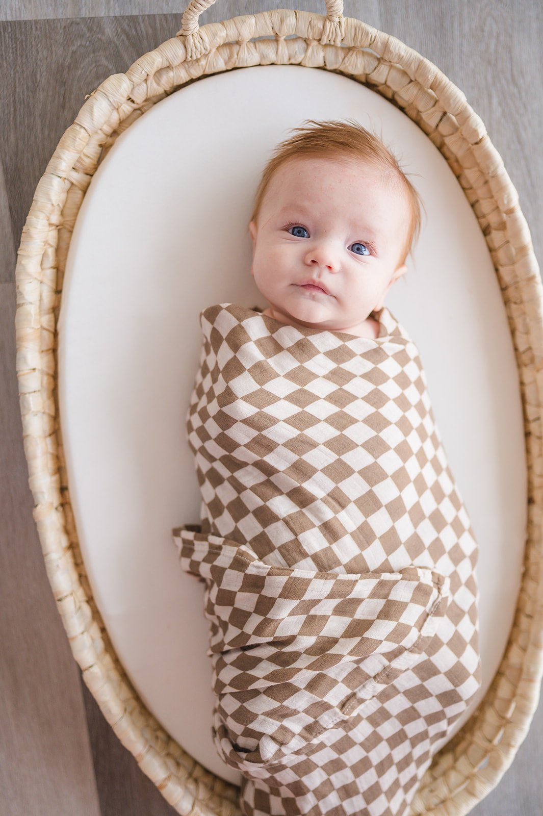 Toffee Checkered Muslin Swaddle Blanket - Harp Angel Boutique