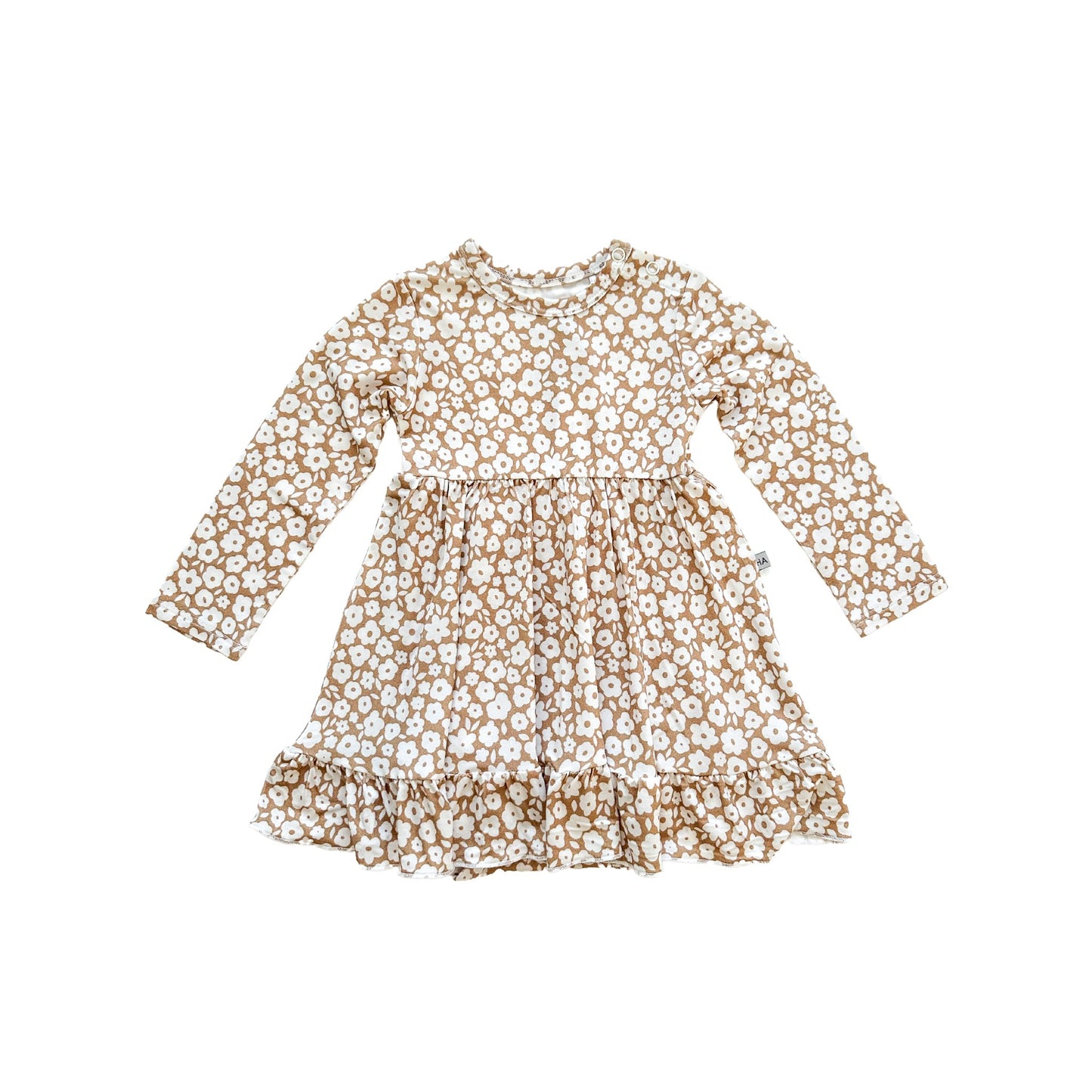 Twirl Skirt Bodysuit - Mocha Ditsy Floral - Harp Angel Boutique