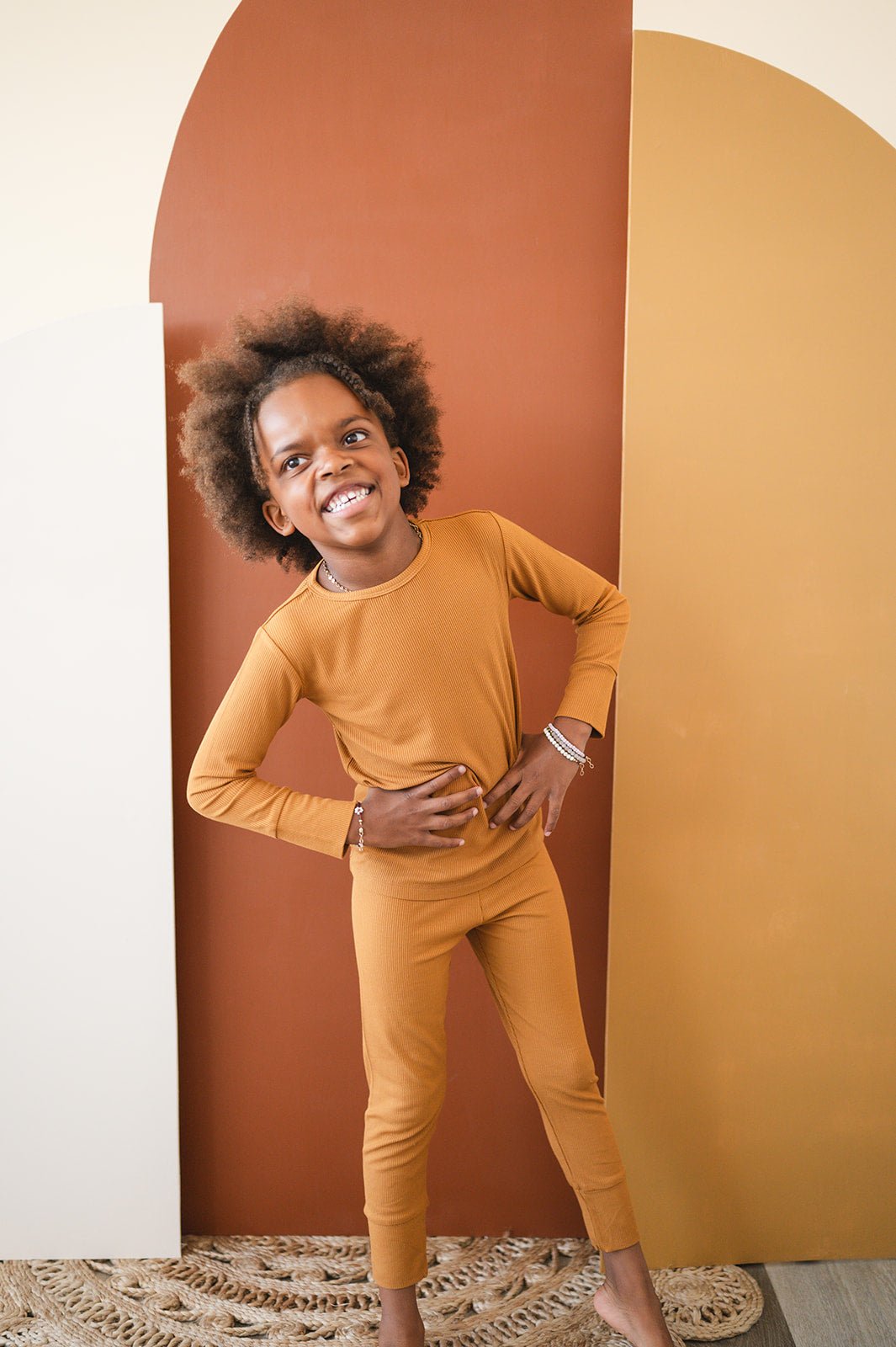 Two-Piece Pajama Set - Caramel Ribbed - Harp Angel Boutique