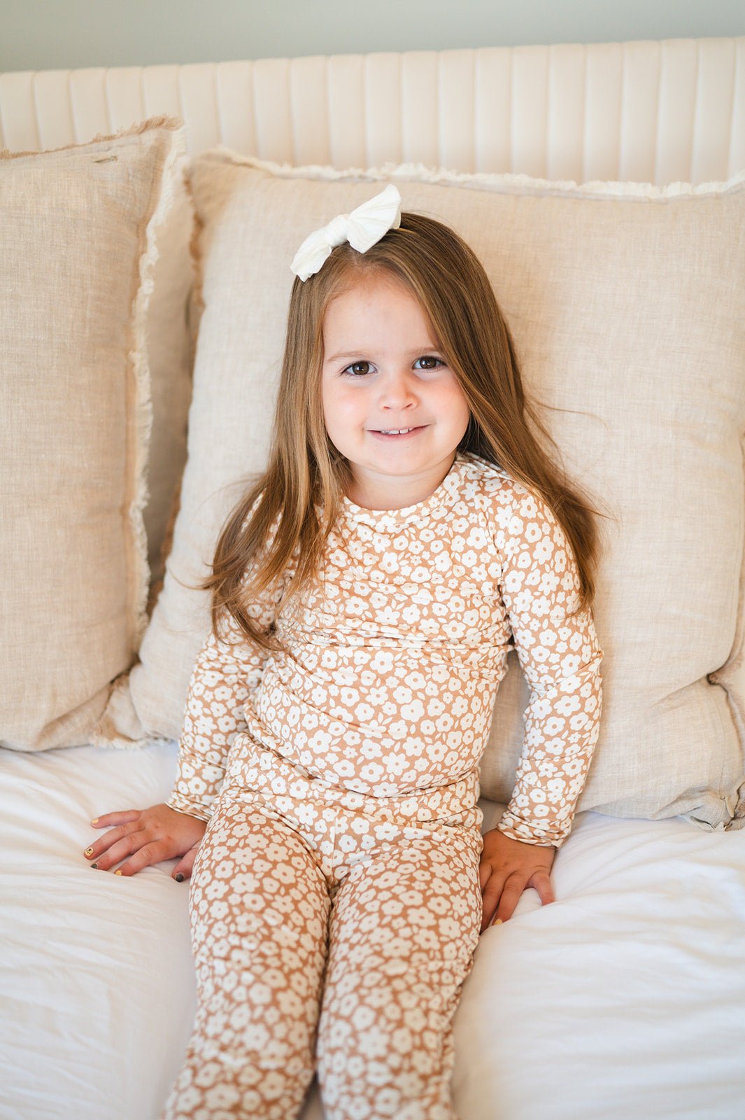 Two-Piece Pajama Set - Mocha Ditsy - Harp Angel Boutique