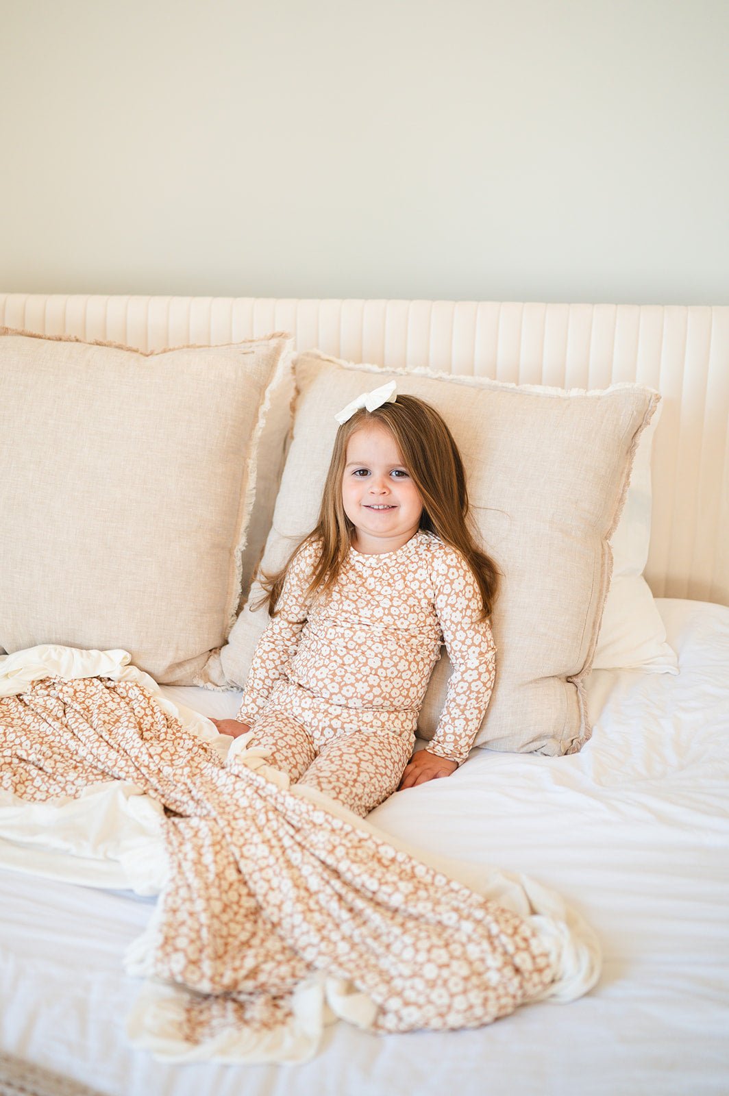 Two-Piece Pajama Set - Mocha Ditsy - Harp Angel Boutique