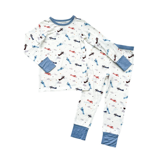 Two-Piece Pajama Set - Vintage Airplane - Harp Angel Boutique