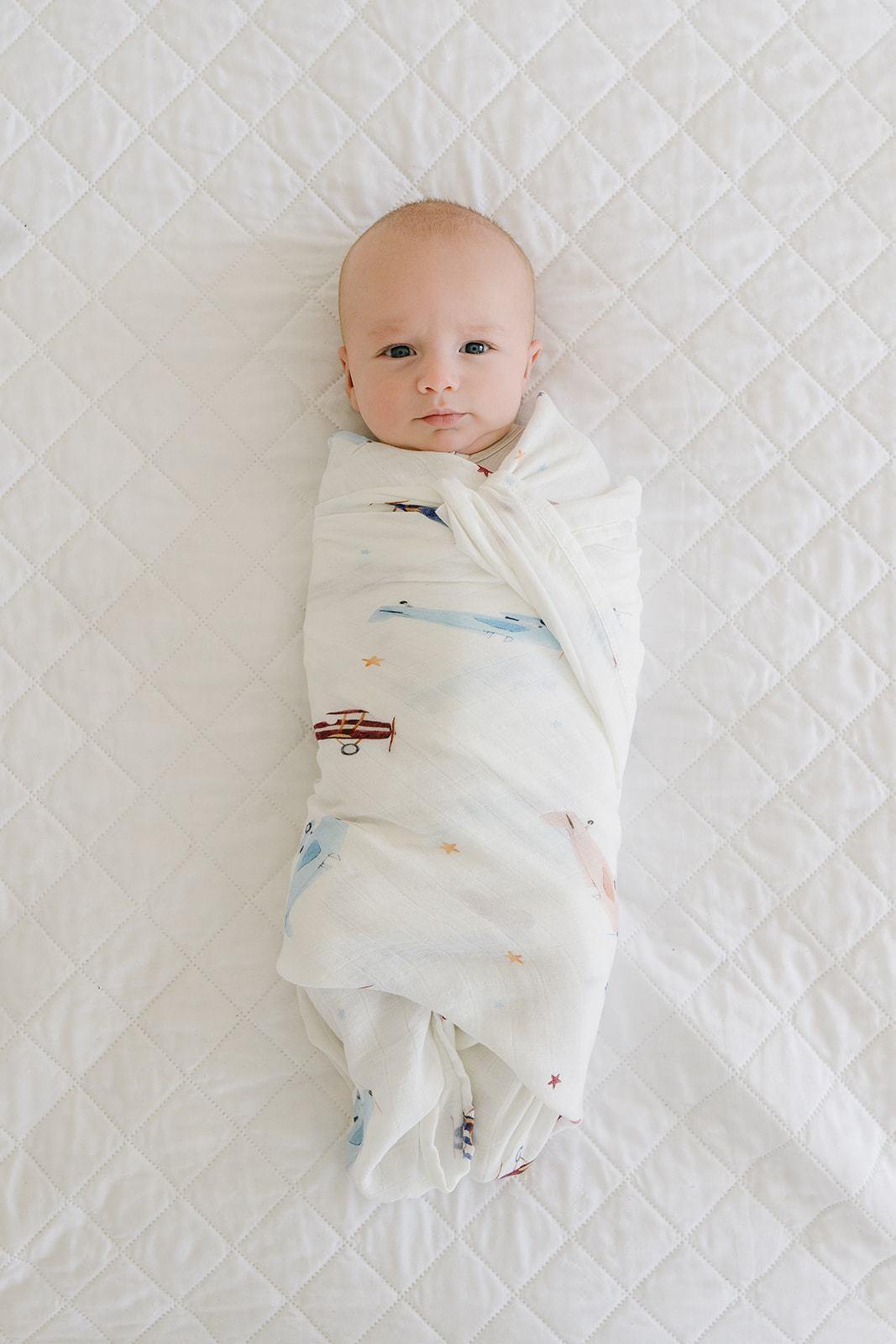 Vintage Airplanes Muslin Swaddle Blanket - Harp Angel Boutique