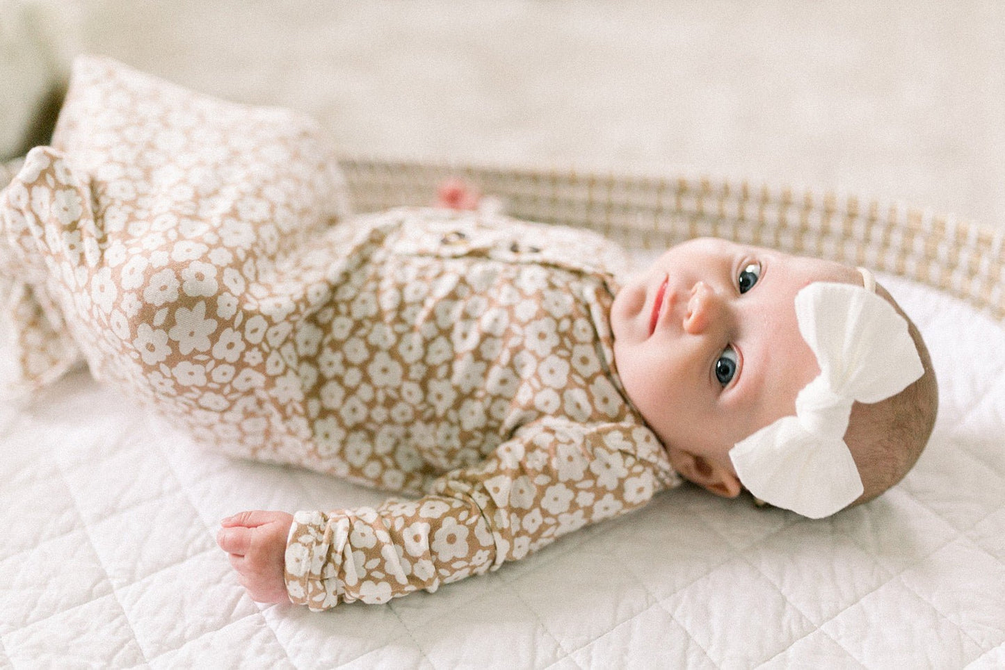 White Ribbed Knot Bow Headband - Harp Angel Boutique