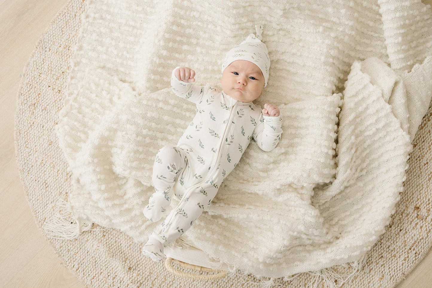 Zipper Footie Outfit - Green Leaves - Harp Angel Boutique