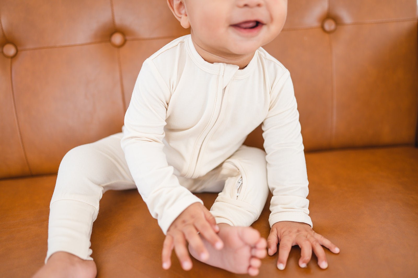 Zipper Romper - Cream - Harp Angel Boutique