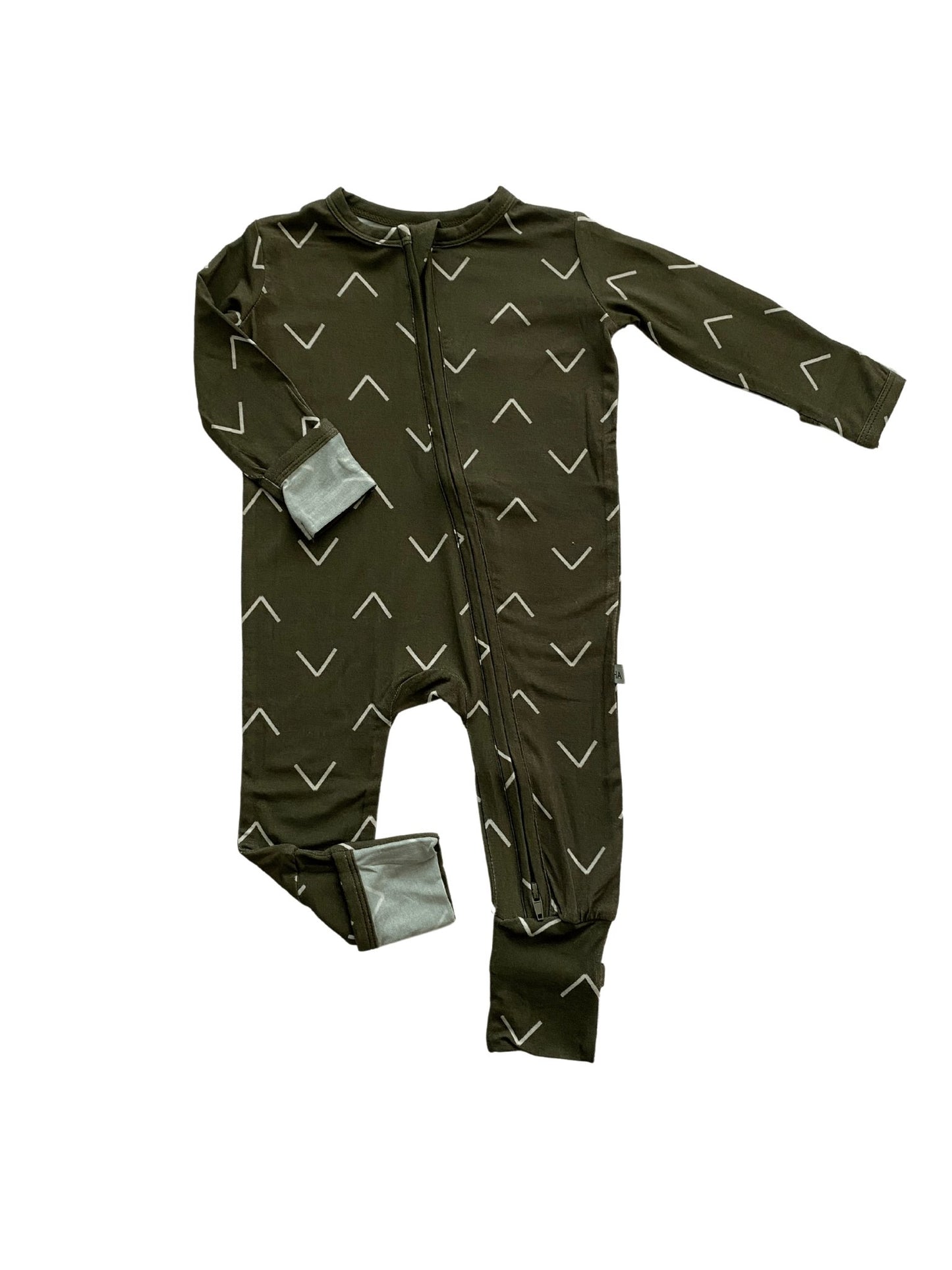 Zipper Romper - Forest Green Arrow - Harp Angel Boutique