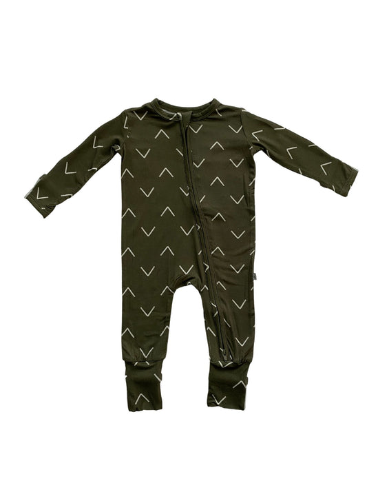 Zipper Romper - Forest Green Arrow - Harp Angel Boutique