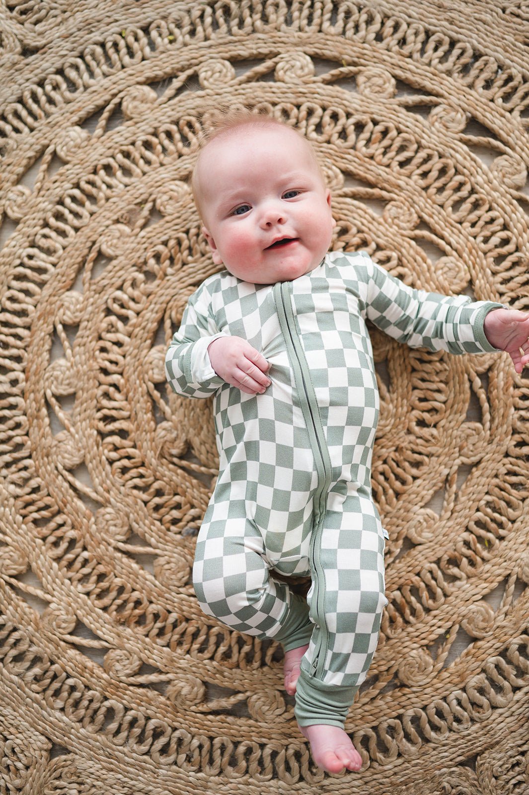 Zipper Romper - Jade Checker - Harp Angel Boutique