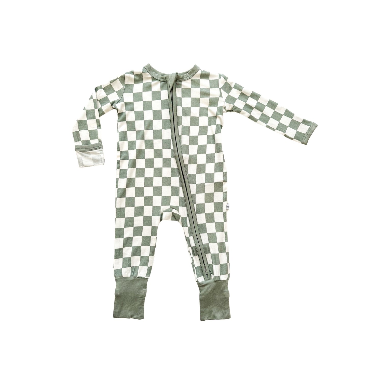 Zipper Romper - Jade Checker - Harp Angel Boutique