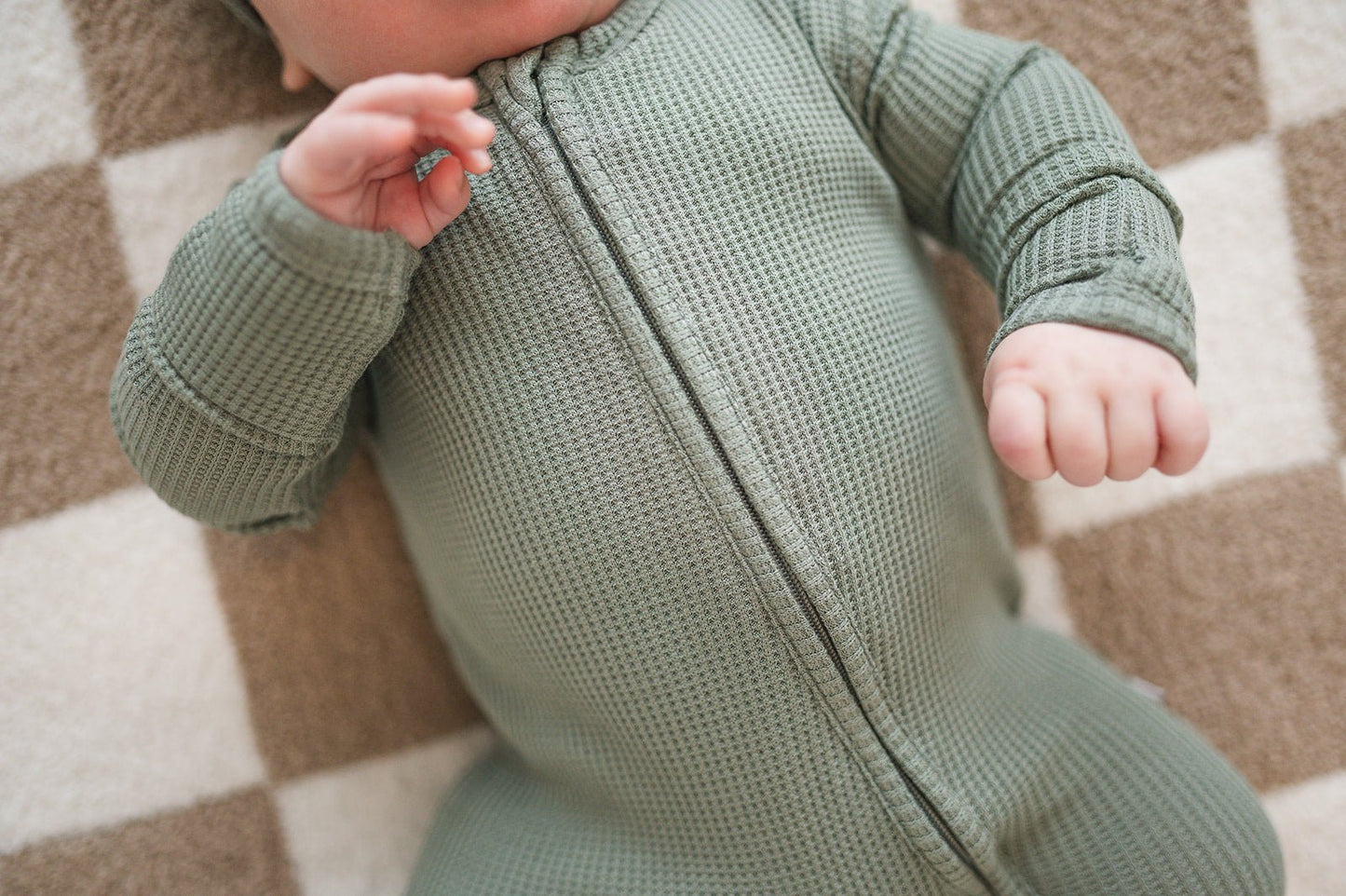 Zipper Romper - Jade Waffle - Harp Angel Boutique