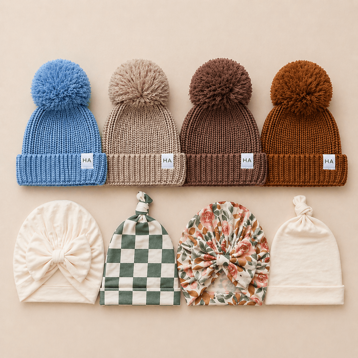 Baby Hats Collection – Bamboo Knot Hats, Bow Hats & Organic Knit Pom Beanies - Harp Angel Boutique