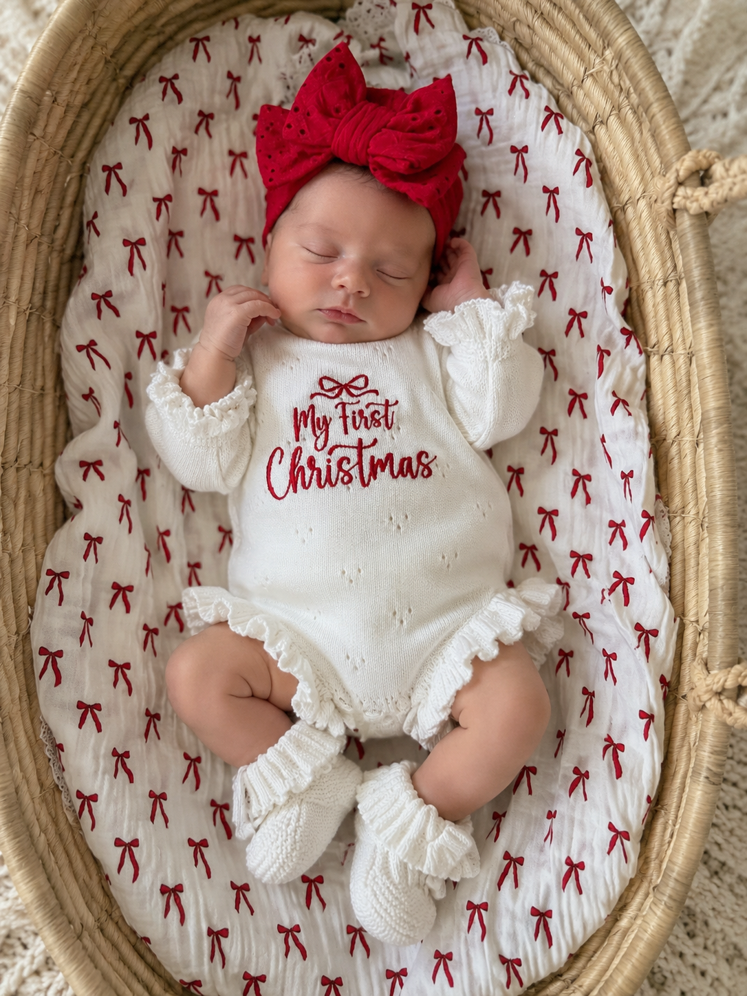 My First Christmas Organic Pointelle Ruffle Bodysuit | PRE-ORDER