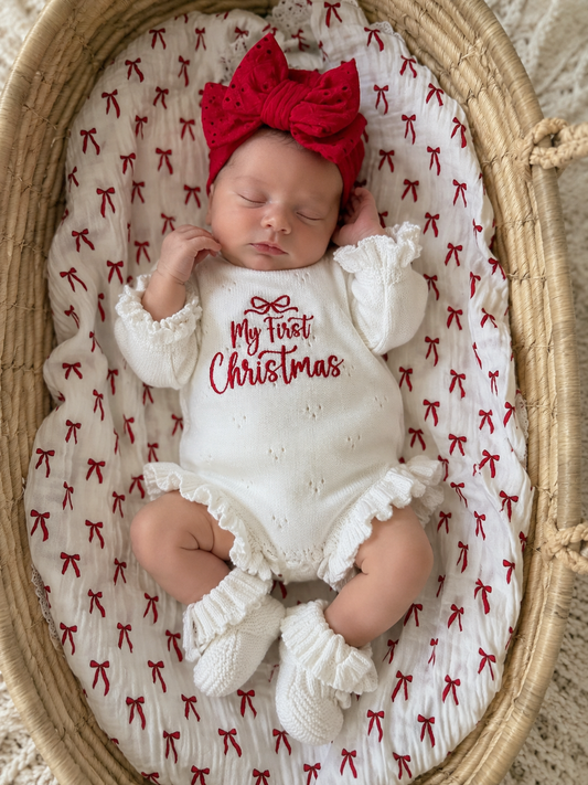 My First Christmas Organic Pointelle Ruffle Bodysuit | PRE-ORDER