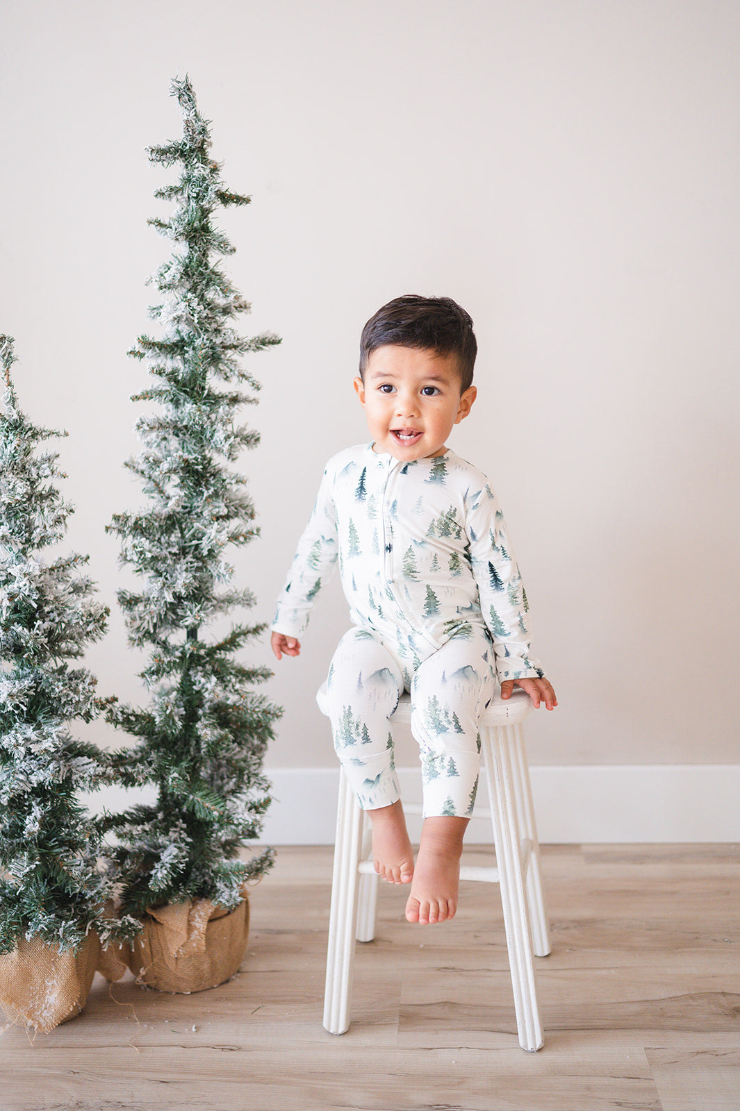 Bamboo Fleece Hooded Romper w/Zipper (Forest Print)