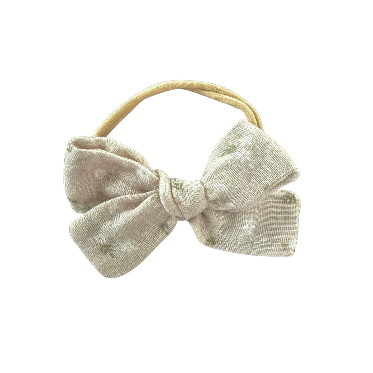 Oatmeal Floral One size Bow Headband | Clip