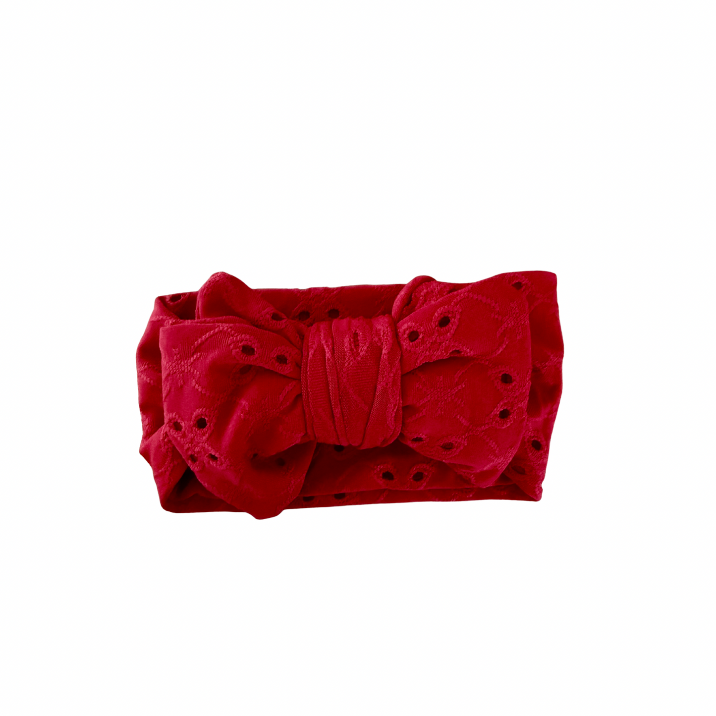 Red Eyelet Baby Bow Headband