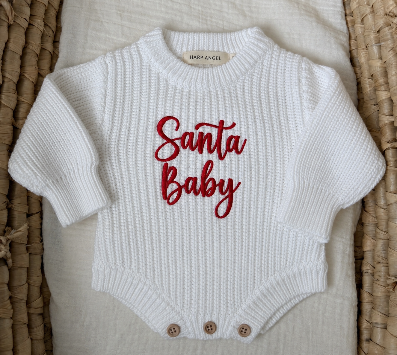 Santa Baby Organic Knit Bodysuit | Baby’s First Christmas | PRE-ORDER