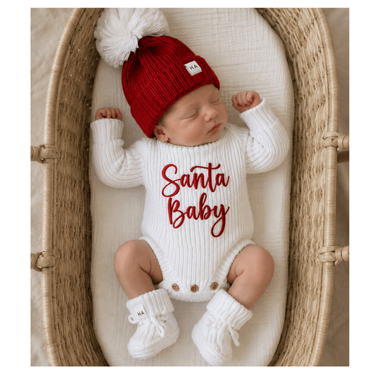 Santa Baby Organic Knit Bodysuit | Baby’s First Christmas