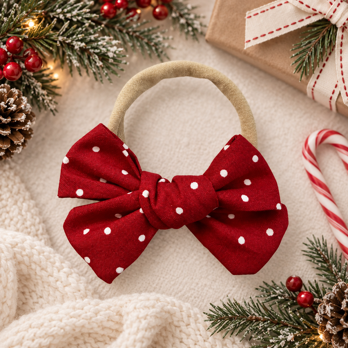 Red Polka Dot Bow Headband | Clip