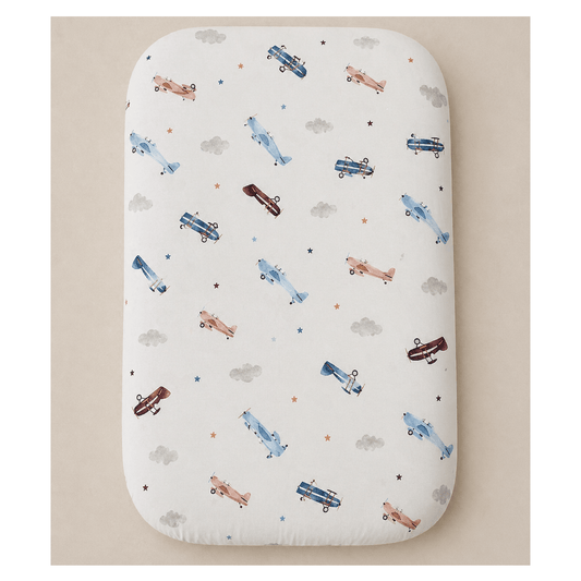Bamboo Changing Pad Cover - Vintage Airplane - Harp Angel Boutique