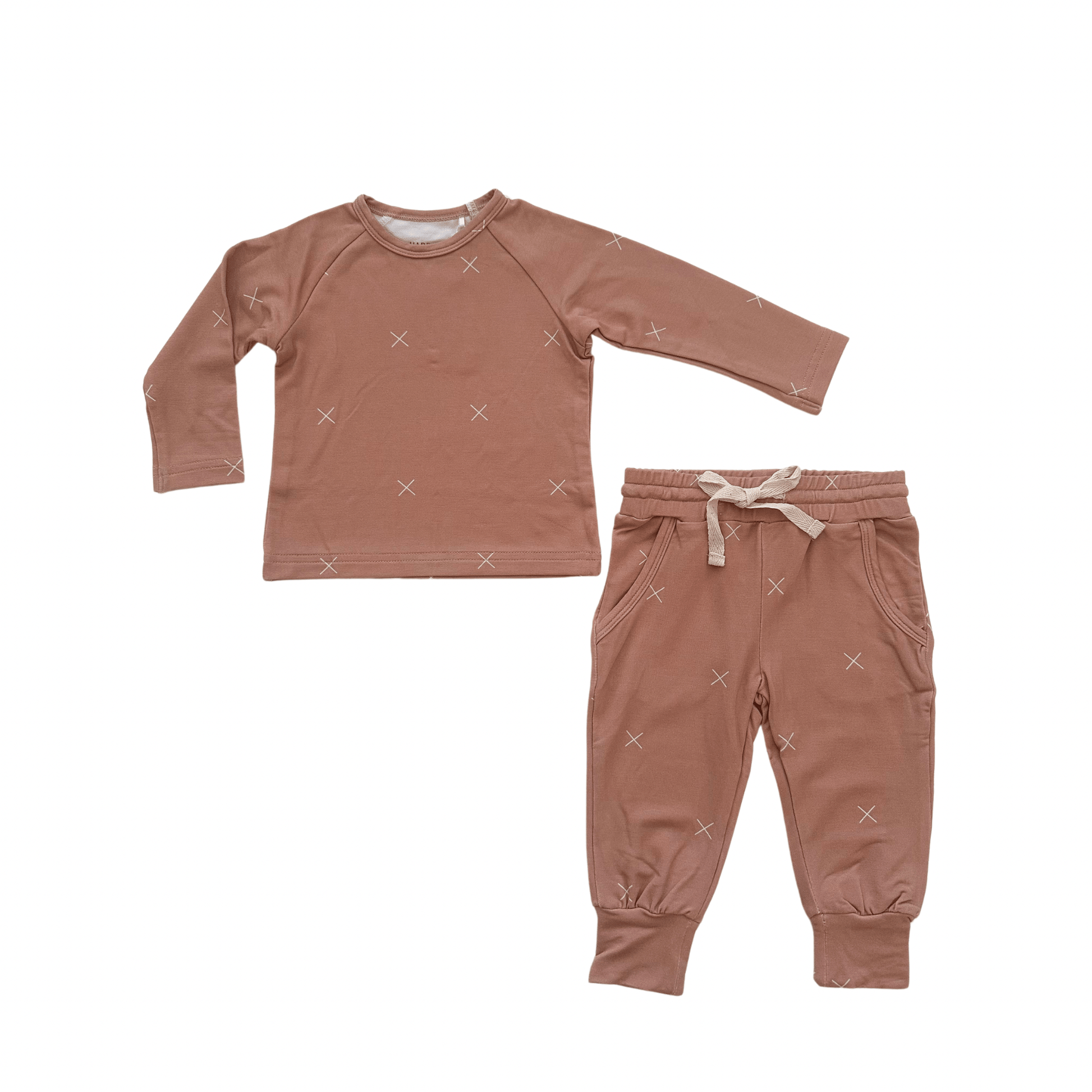 Bamboo Jogger Set - Caramel X’s - Harp Angel Boutique