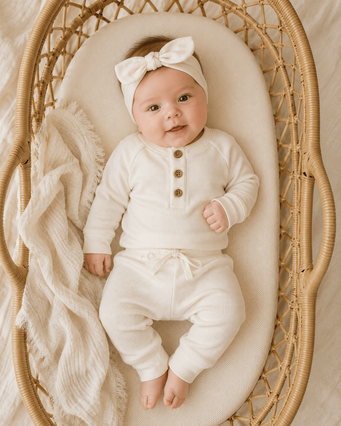 Bamboo Long Sleeve Shirt - Cream Ribbed - Harp Angel Boutique