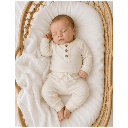 Bamboo Long Sleeve Shirt - Cream Ribbed - Harp Angel Boutique
