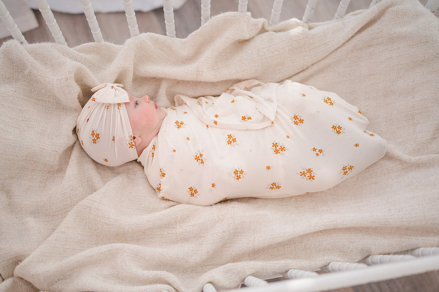 Bamboo Stretch Swaddle - Caramel Bloom - Harp Angel Boutique