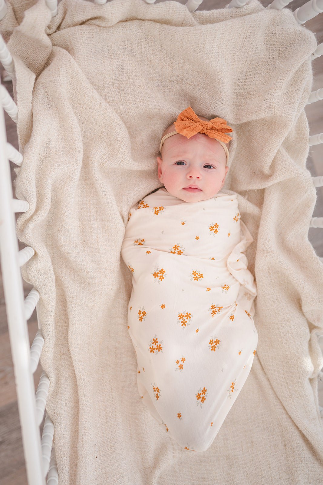 Bamboo Stretch Swaddle - Caramel Bloom - Harp Angel Boutique