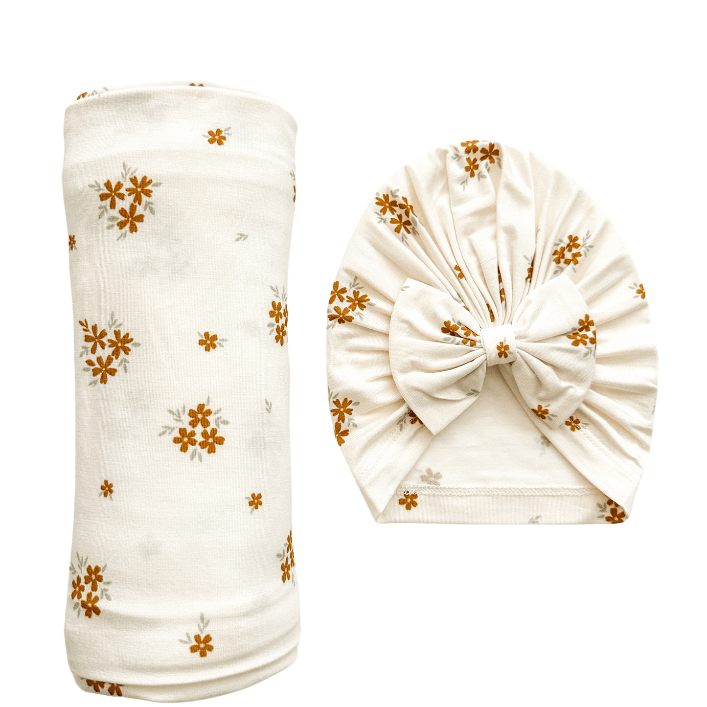 Bamboo Stretch Swaddle - Caramel Bloom - Harp Angel Boutique