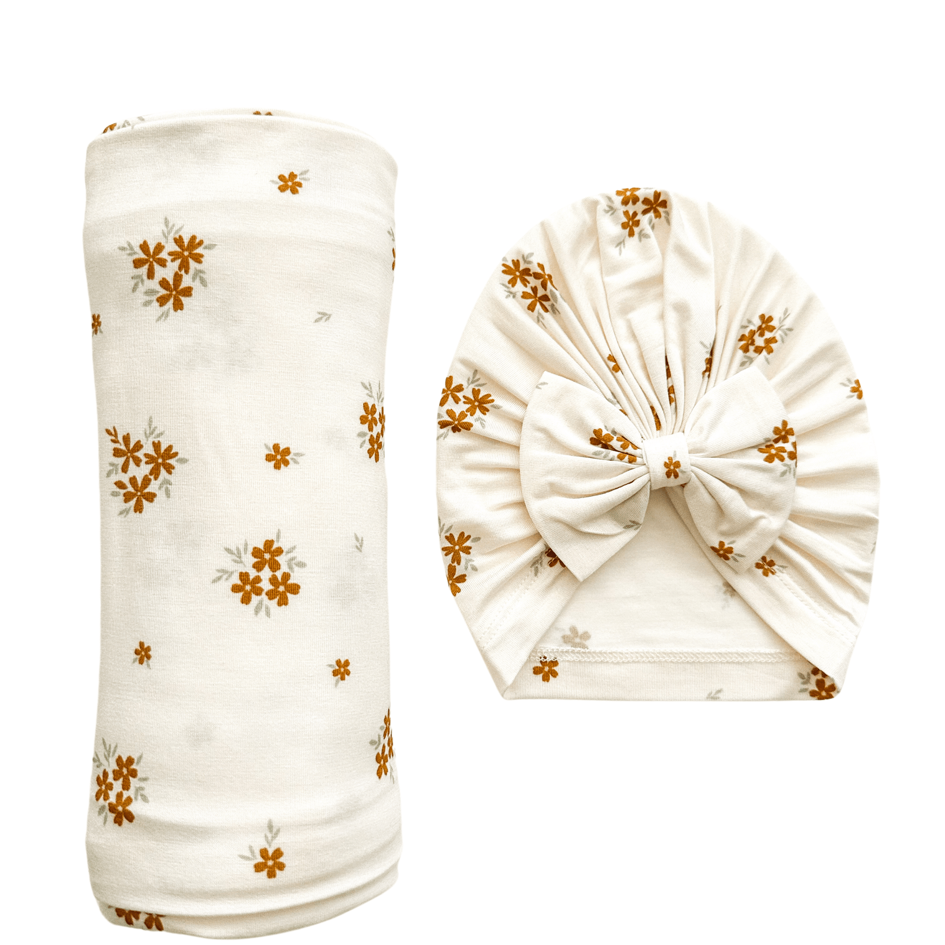 Bamboo Stretch Swaddle - Caramel Bloom - Harp Angel Boutique