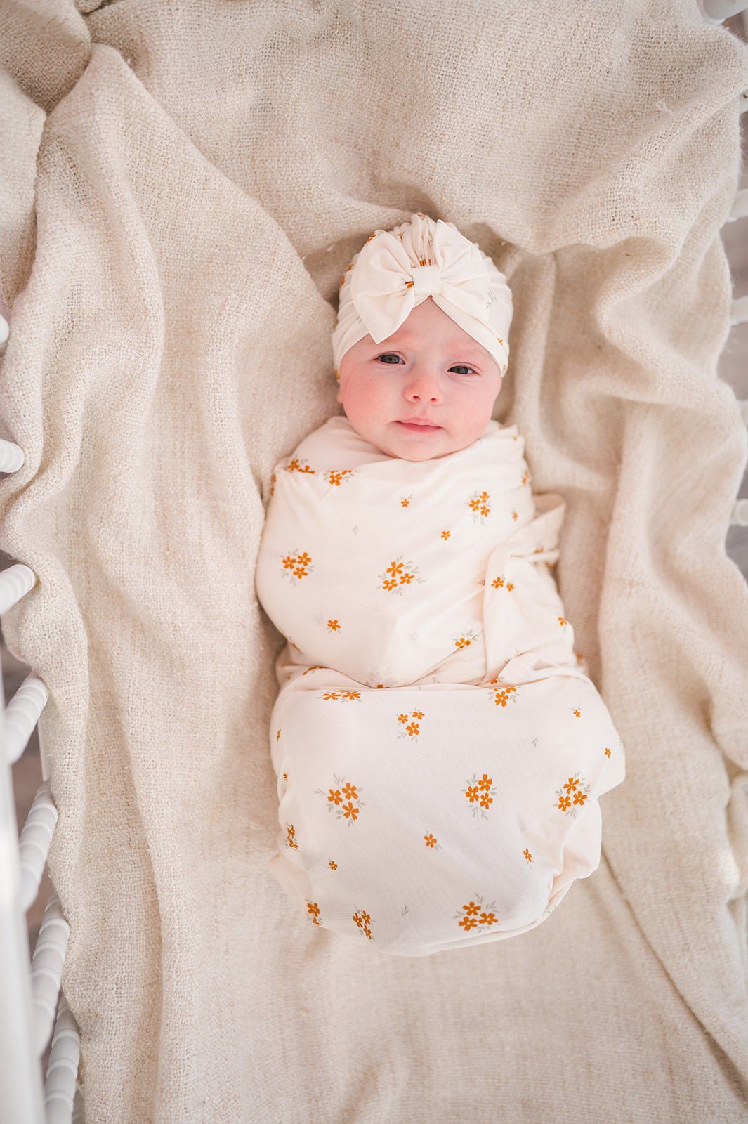 Bamboo Stretch Swaddle - Caramel Bloom - Harp Angel Boutique