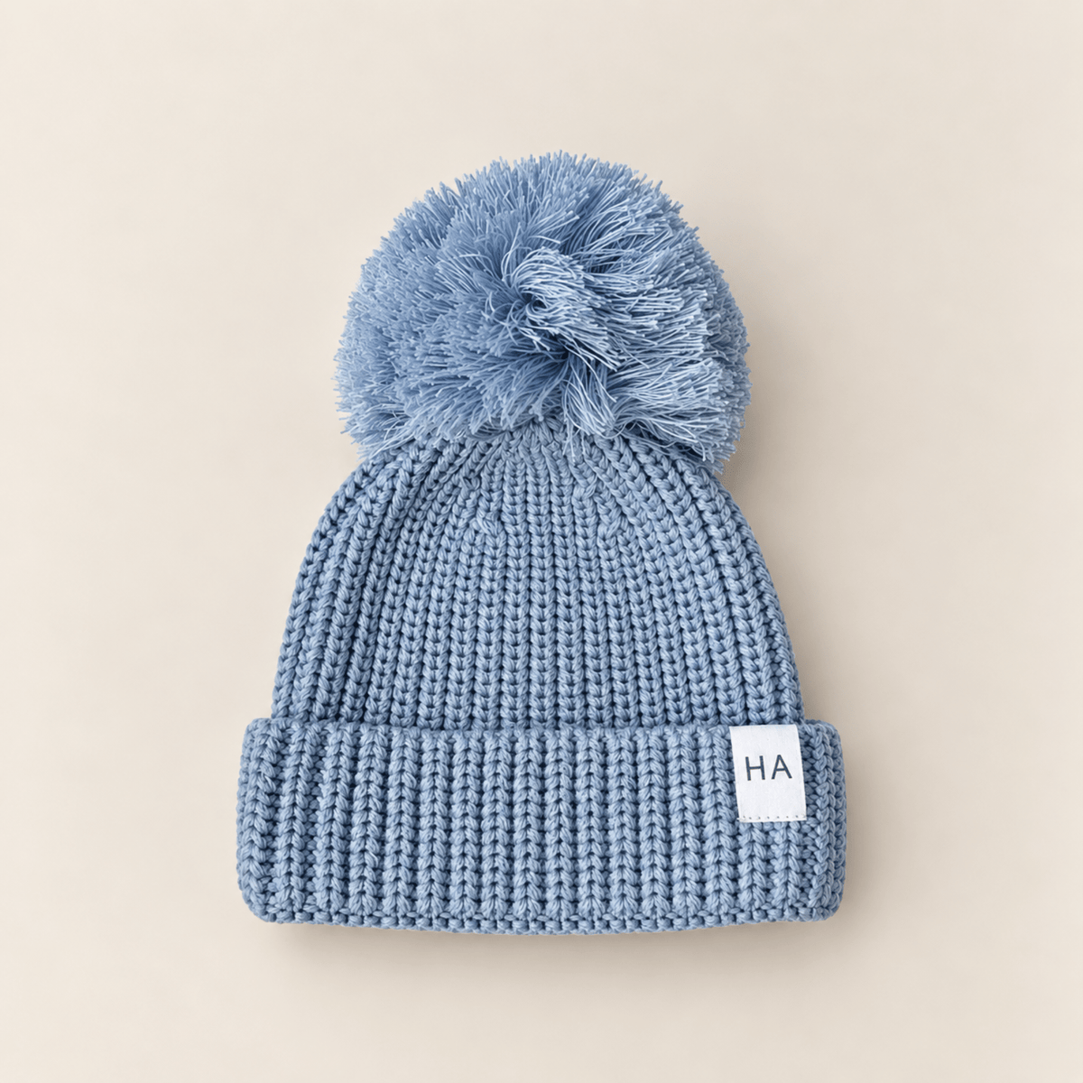 Blue Organic Cotton Knit Baby Beanie Hat - Harp Angel Boutique