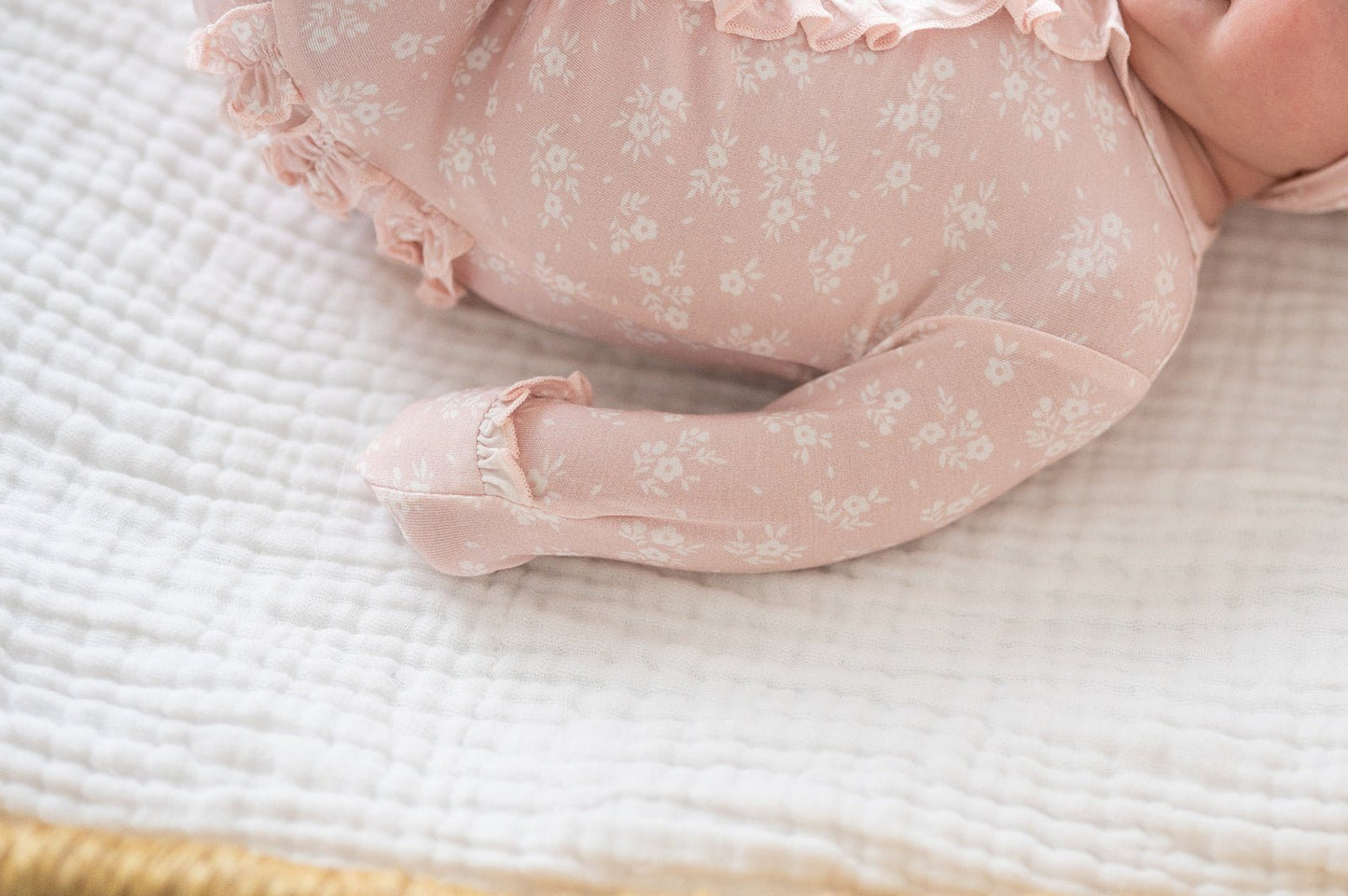 Blush Blossoms Baby Pajamas | Ruffle Zipper Romper - Harp Angel Boutique