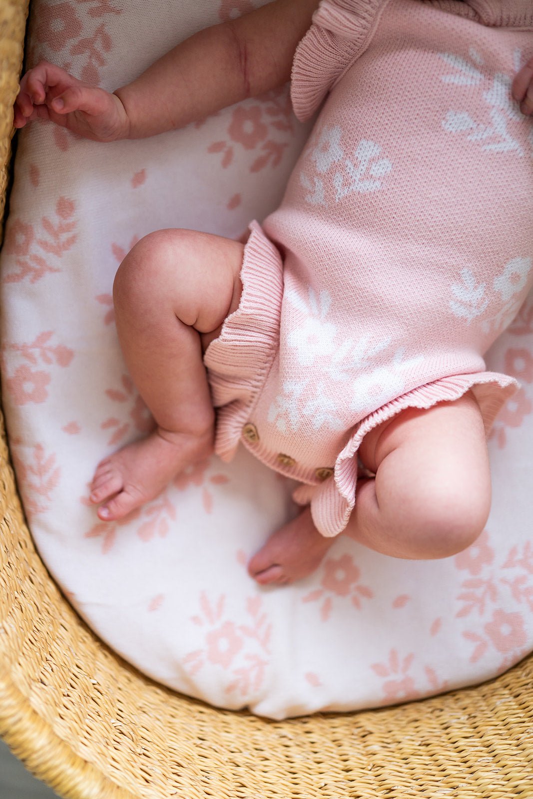 Blush Blossoms Organic Knit Ruffle Romper - Harp Angel Boutique