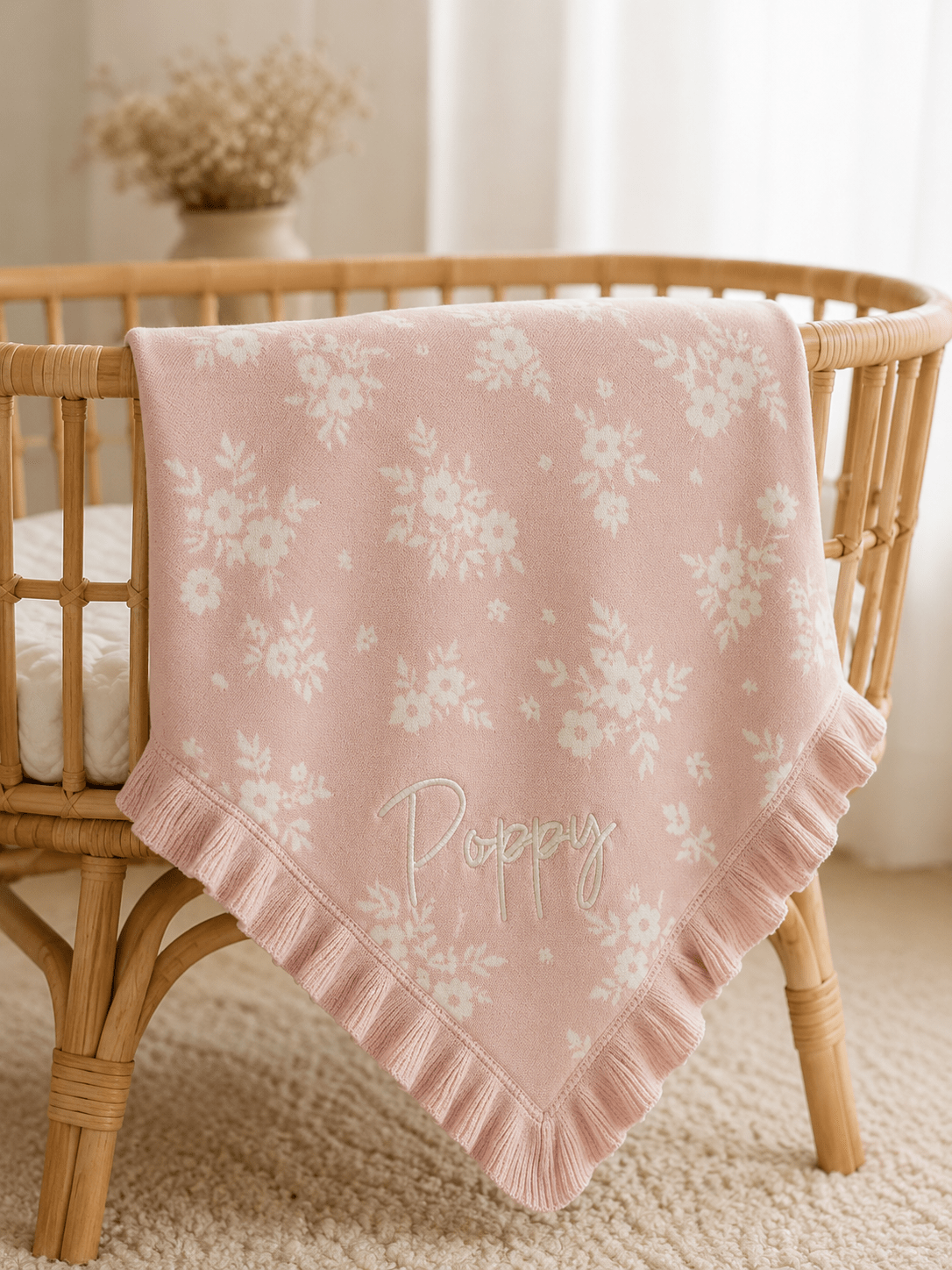 Blush Blossoms Organic Ruffle Baby Blanket - Harp Angel Boutique