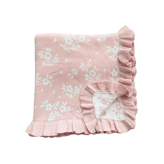 Blush Blossoms Organic Ruffle Baby Blanket - Harp Angel Boutique