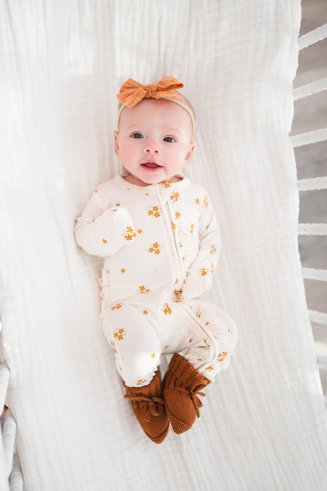 Bow Headband - Caramel Eyelet - Harp Angel Boutique