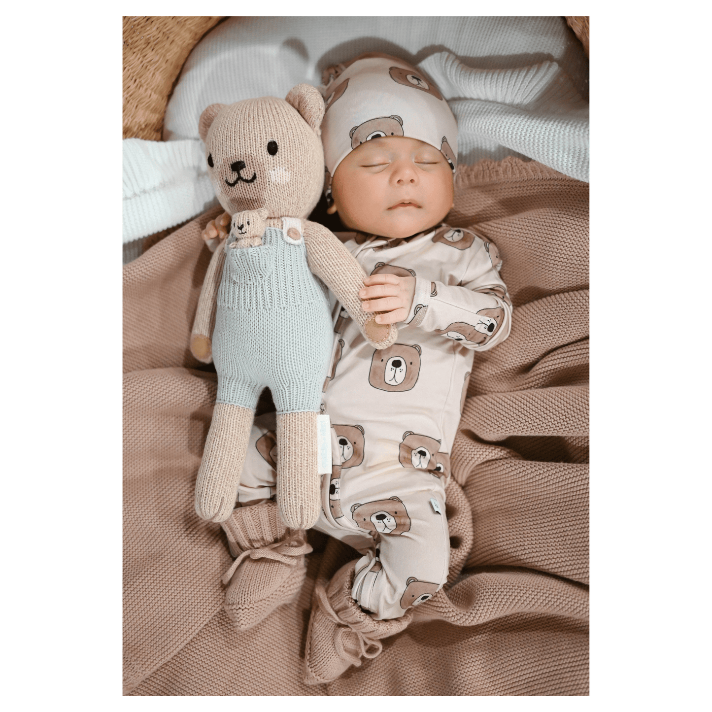 Brown Bear Bamboo Baby Zipper Romper - Harp Angel Boutique