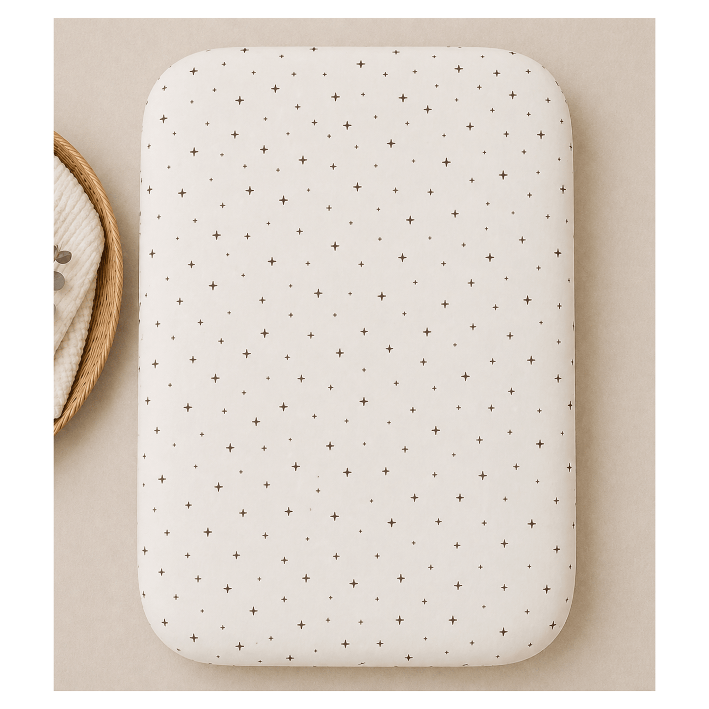 Brown Stars Bamboo Changing Pad Cover - Harp Angel Boutique