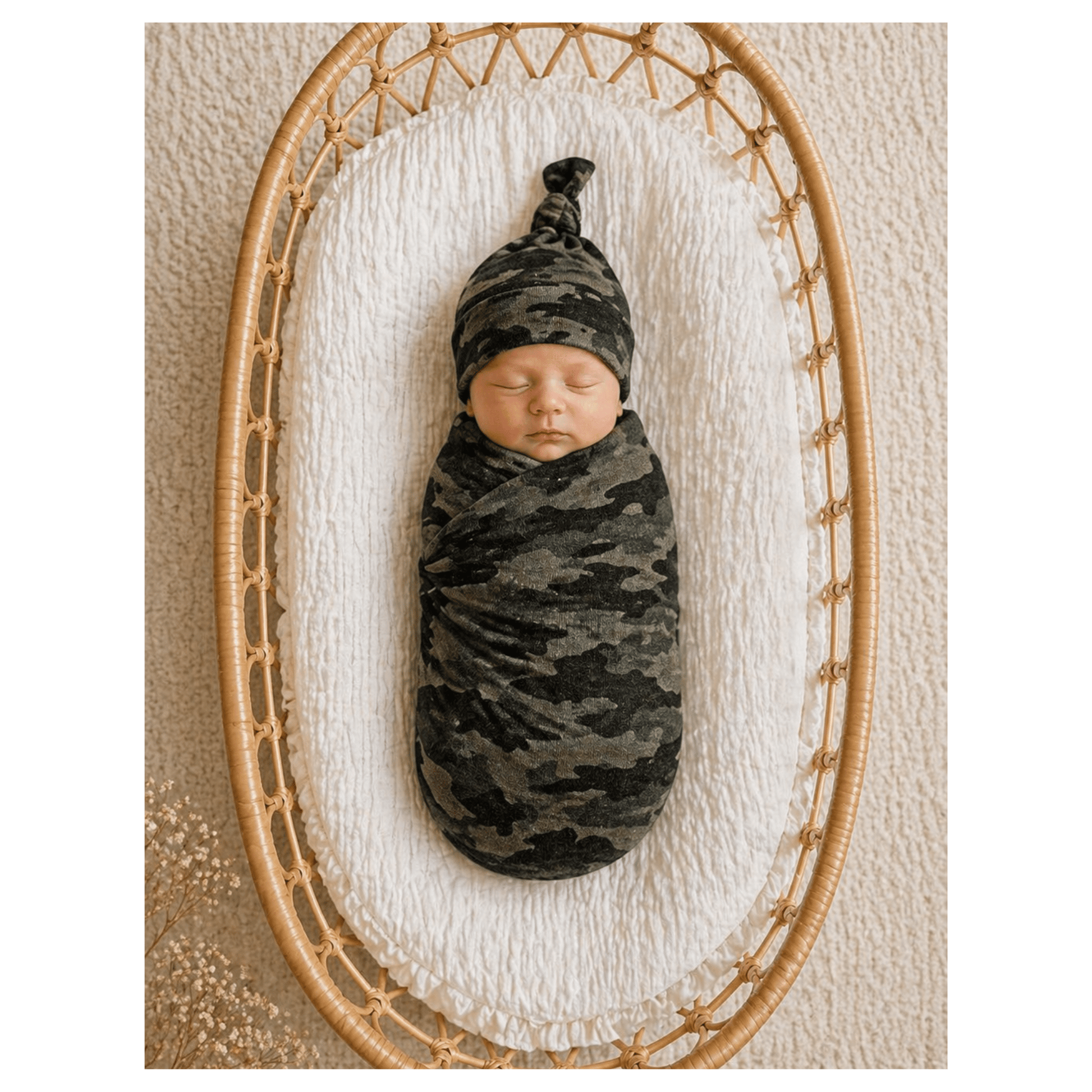 Camo Bamboo Baby Swaddle Blanket – Soft Stretch Newborn Swaddle - Harp Angel Boutique