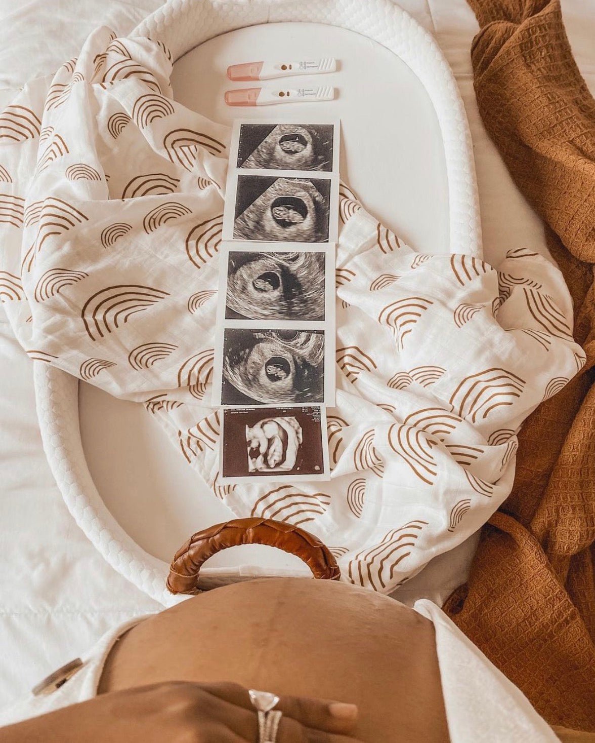 Caramel Rainbow Muslin Swaddle Blanket - Harp Angel Boutique