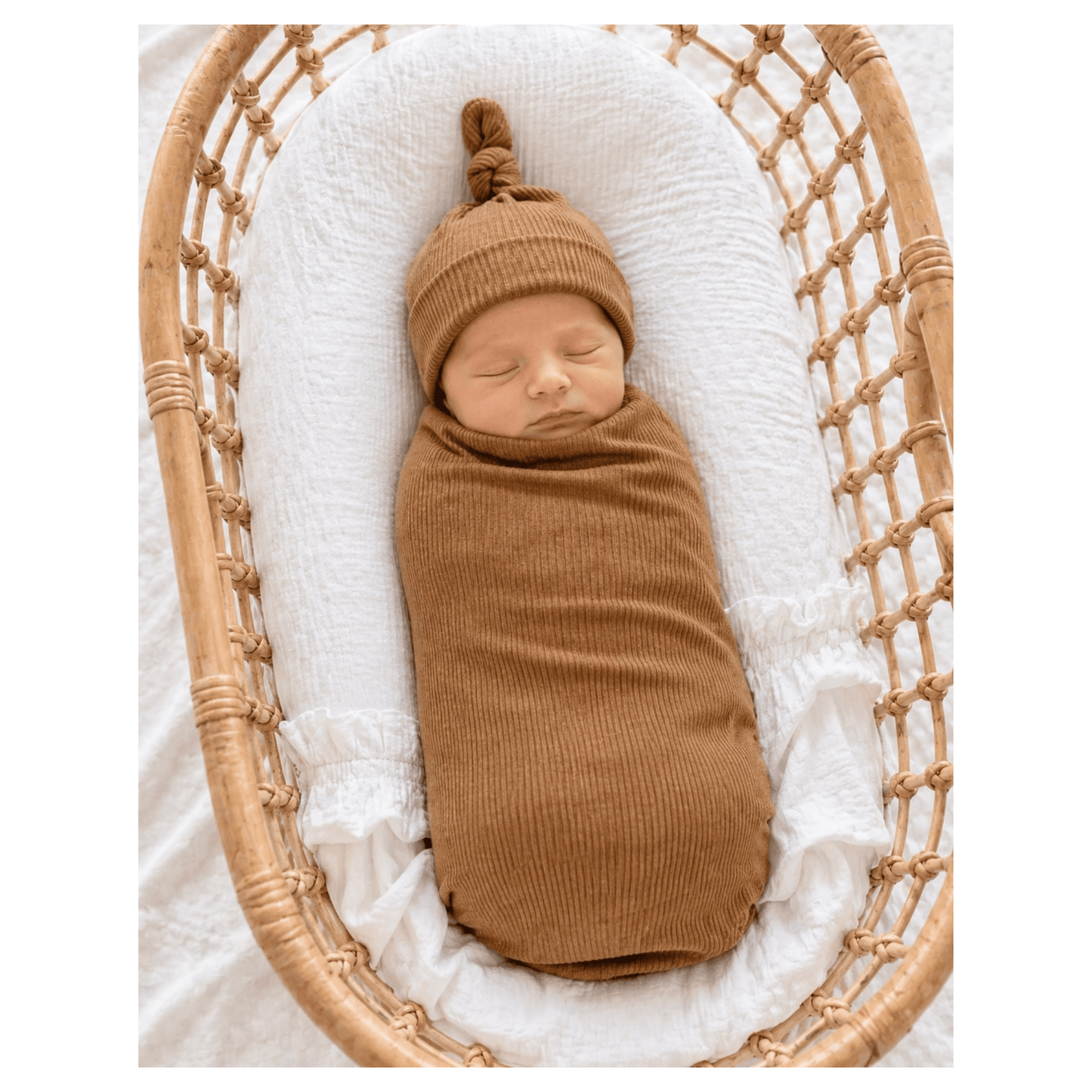 Caramel Ribbed Bamboo Stretch Swaddle Blanket - Harp Angel Boutique